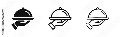 Restaurant Food Service Tray and Hospitality Icon Set