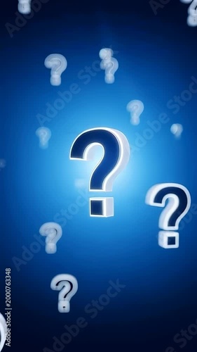 Exploring Curiosity and Mystery: A Visually Striking Representation of Question Marks Against a Dynamic Blue Background