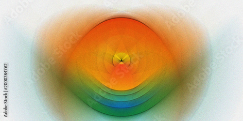 Tableau sur toile Abstract heart shape glowing with rainbow colors radiating outward in a soft ethereal glow on a bright white background