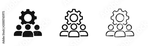 Team Management and Operational Efficiency Icon Set with People and Gear