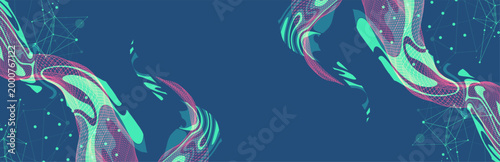 The abstract wave is made in a frame style. Template for science and technology presentation. Vector art.