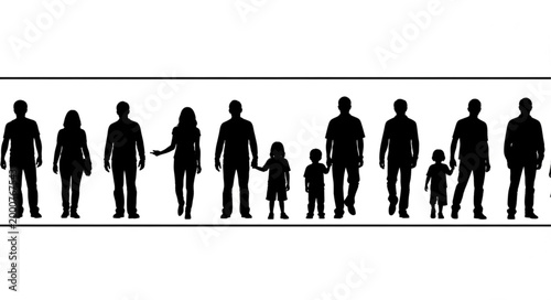 Silhouettes of diverse family members.