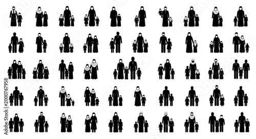 Silhouettes of Families - A Diverse Collection of People.