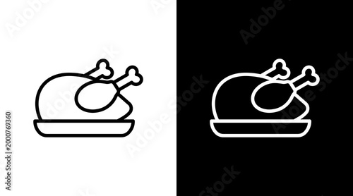 Chicken White Icon Set Design