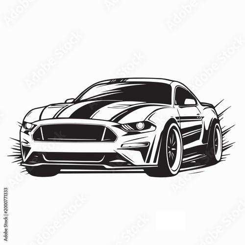 Sport Car Custom Tuning Transformation Silhouette Vector Illustration