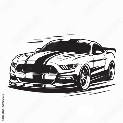Sport Car Custom Tuning Transformation Silhouette Vector Illustration