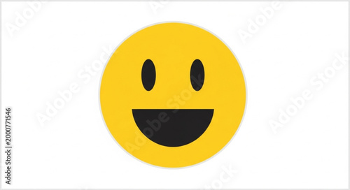 Simple Yellow Smiley Face Icon with Black Eyes and Mouth.