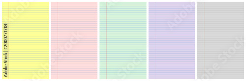 Fotografi Set of vertical lined notebook paper backgrounds