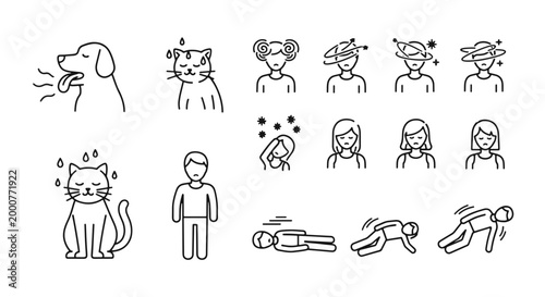 Dog Panting Cat Sweating Human Icons Extreme Heat Weather Symptoms