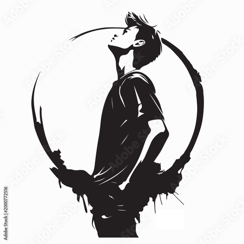 Sad Young Man Expressing Heartbreak And Loneliness Vector Illustration