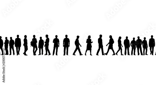 Silhouettes of people walking together.
