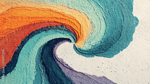 Vivid coral and turquoise swirl, a mesmerizing abstract composition with a textured, flowing aesthetic, ideal for backgrounds and creative digital projects.