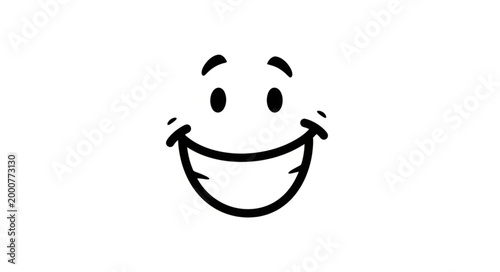Simple cartoon smiley face with big smile and happy eyes.