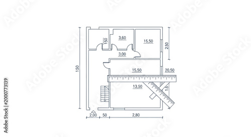 Architectural floor plan drawing with measurements