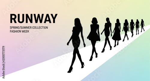 Silhouettes of women walking runway.