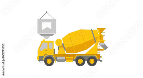 Concrete Mixer Truck Delivering Building Material