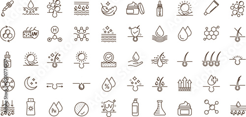 Skin care editable stock outline icon set.
