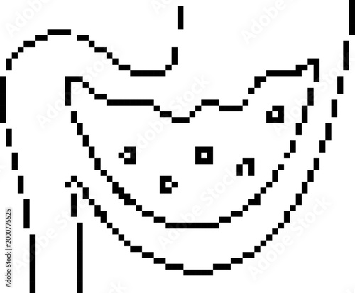 intestines bowel pixel art icon, retro 8-bit human digestive organ symbol, anatomy medical vector illustration