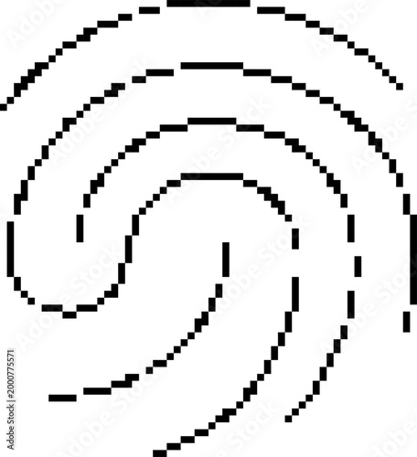 fingerprint pixel art icon, retro 8-bit imprint identity symbol, security biometric vector illustration