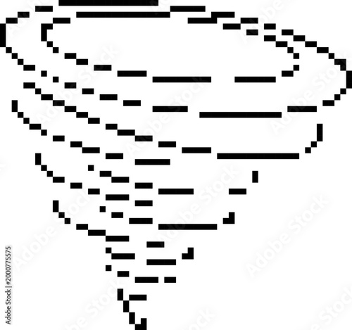 tornado pixel art icon, retro 8-bit twister storm symbol, transparent background vector illustration
