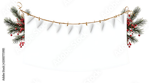 Winter Celebration Header with Blank Space for Text, isolated on a transparent background.