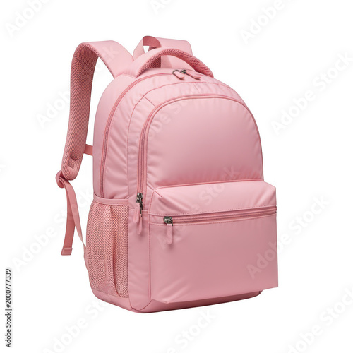 Pink backpack with floral design and adjustable straps for school or travel