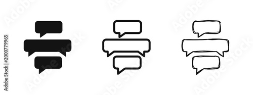 Social Media Chat Bubble Icon Set - Group Message and Conversation Symbols