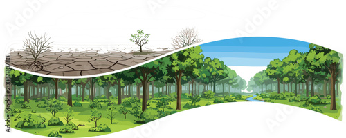 
Deforestation vs Green Forest Contrast Concept Illustration for Environment, Climate Change, and Ecology Awareness Designs
Deforestation vs Green Forest Contrast Concept Illustration for 