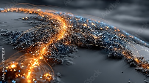 Futuristic Global Connectivity Network, Glowing Data Streams Over 3D World Map, Digital Communication Infrastructure, Tech Data Transfer Visualization for Business and Design