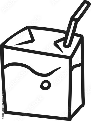 Pasteurised Milk Carton with Straw