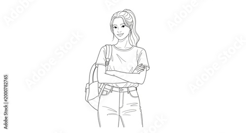 Sketch of a Woman Standing with Arms Crossed.