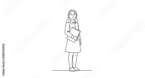 Sketch of a Young Woman Holding a Book.