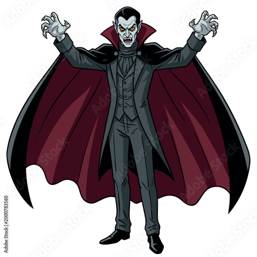 Menacing vampire count with claws illustration