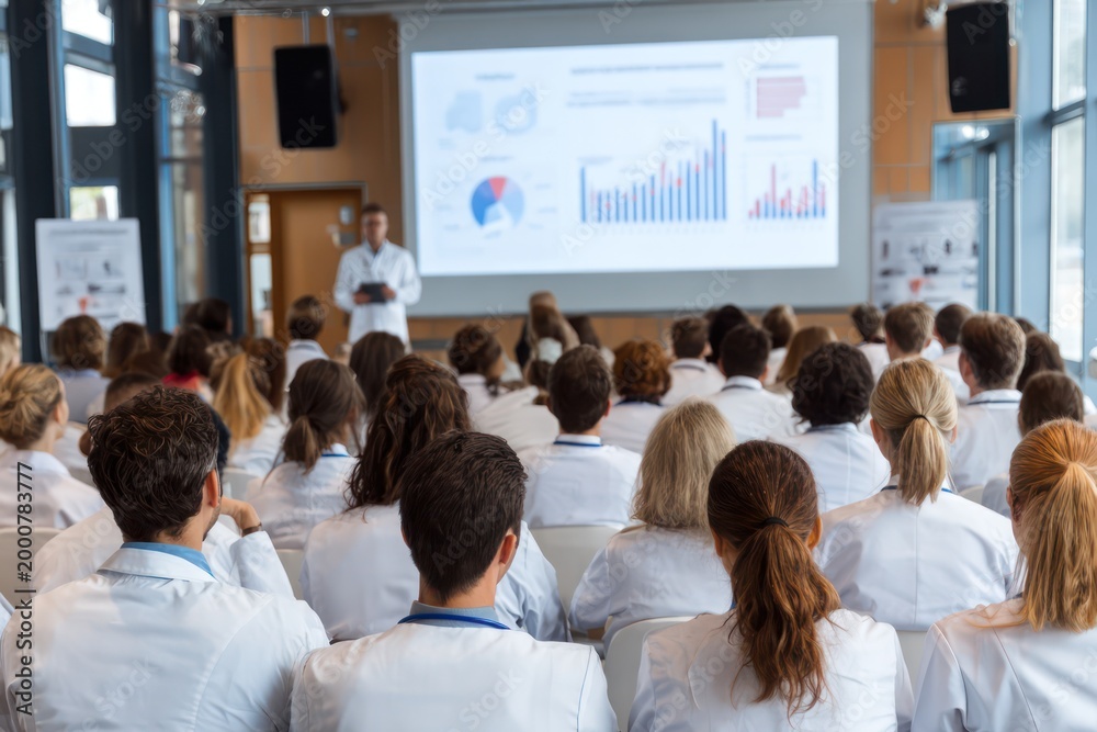 Obraz premium Healthcare professionals listening to medical presentation lecture