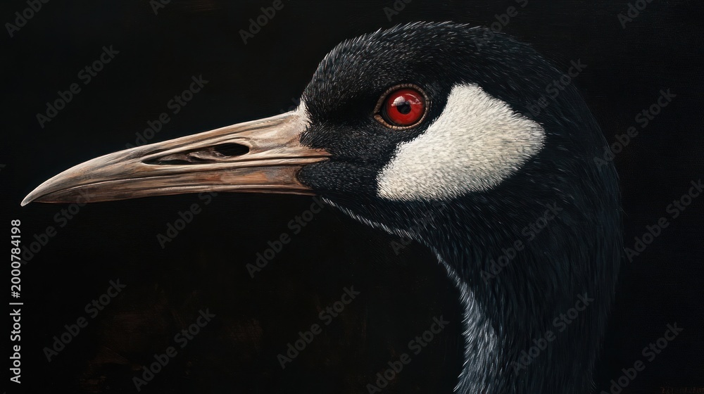 Naklejka premium Detailed portrait of a sandhill crane, artistic rendering