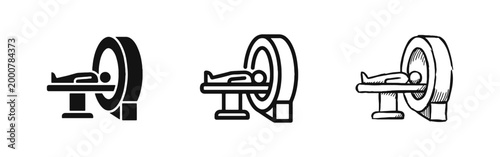 MRI Scanner Icon Set, Medical Diagnostics and CT Scan Symbol
