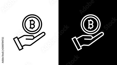 Bitcoin White Icon Set Design