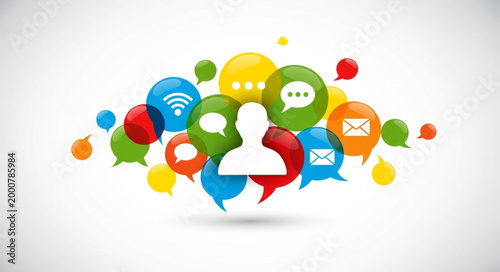 Social Media Network Communication Icons and User Profile.