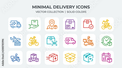 Minimal delivery icons vector collection.
