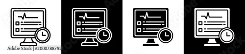 Uptime Monitoring Icon Set In Black And White Filled Style Collection