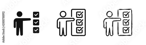 Person with Task Checklist Management Goal Progress Icon Set