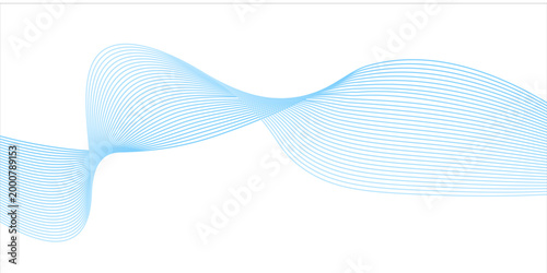 Abstract horizontal glowing blue line wave background