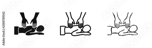 Massage Therapy Icon Set, Human Body Back Massage Symbols in Solid, Outline and Hand Drawn Styles
