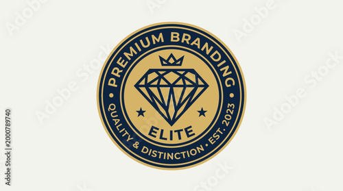 Slika na platnu Premium branding logo featuring a diamond design, symbolizing quality and distin