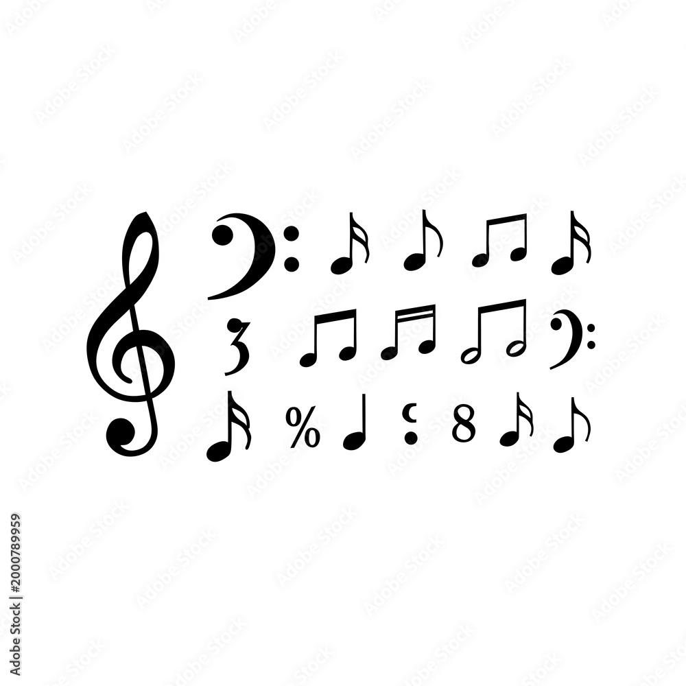 Fototapeta premium background Music Notes Symbols Collection Treble Clef Bundle Keywords: music