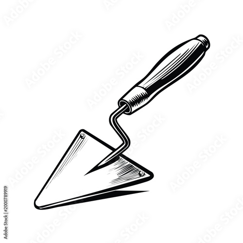 Masonry trowel hand tool vector illustration with construction bricklaying plastering concrete handtool building maintenance renovation equipment industrial contractor craftsman metallic