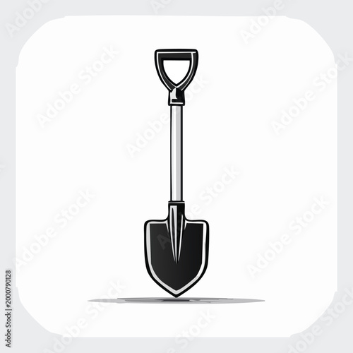Graphic illustration of a garden shovel isolated on a white background with gardening equipment construction agriculture landscaping isolated illustration instrument silhouette maintenance