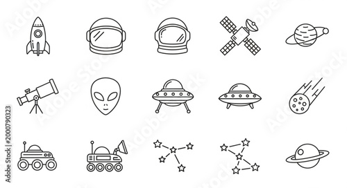 Obraz na płótnie Space exploration and science fiction icons set.