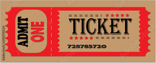 Vintage Admit One Ticket Stub Retro Event Entry Pass Vector Illustration