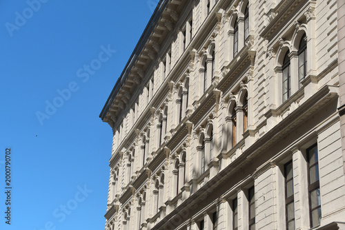 The buildings in Budapest are in the eclectic style of the 19th century, featuring Neo-Renaissance, Neo-Baroque, Neo-Gothic and Classicist elements typical of the Austro-Hungarian era.